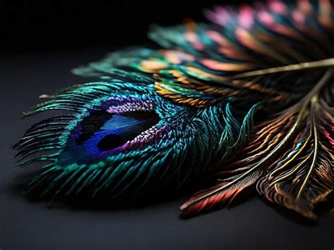 Premium Photo Intricate Closeup Of A Colorful Peacock Feather