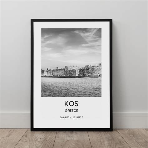 Kos Island Print Black and White Kos Travel Art Kos Island | Etsy