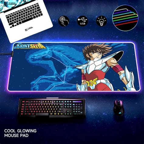 RGB 마우스 패드 컴퓨터 Saint Seiya 액세서리 게이머 Mausepad Pc Mousepad Anime Mause