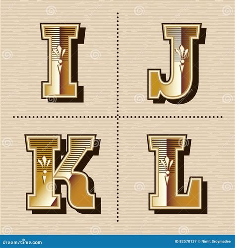 L Alphabet Occidental De Vintage Marque Avec Des Lettres L Illustration