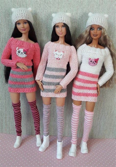 Knitting Pattern Short Frocks For Barbie Doll Knitted Outfit Mod Les