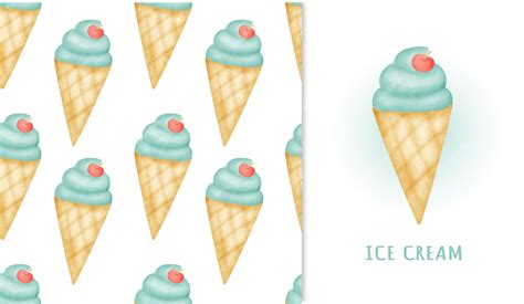 Premium Vector Seamless Pattern Sweet Ice Cream And Greeting Card In