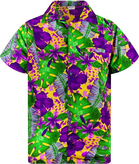 King Kameha Funky Camicia Hawaiana Da Uomo XS 6XL Maniche Corte