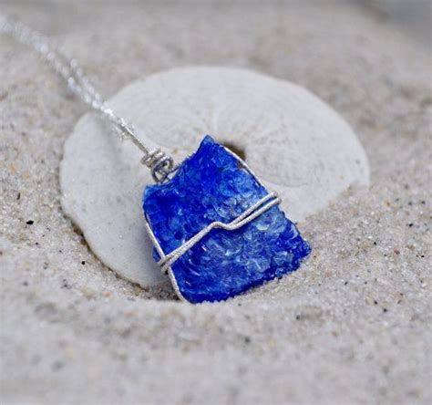 Cobalt Blue Seaglass Necklace Sterling Silver Etsy Blue Sea Glass Necklace Sea Glass