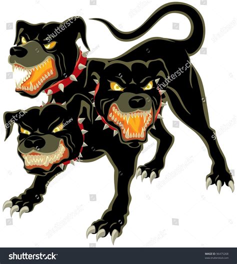 Cerberus On White Three Headed Dog Stock Vector 96475268 Shutterstock