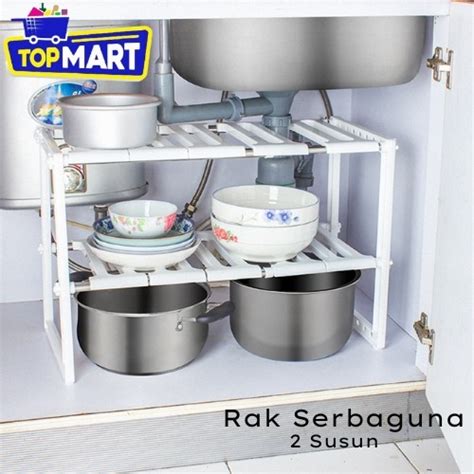 Jual Rak Panci Bawah Wastafel Bumbu Sepatu Buku 2 Tingkat Dapur