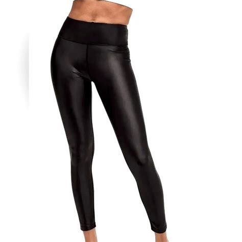 Walkpop Gia Glossy Black Low Shine Activewear Leggings Size L в 2024 г