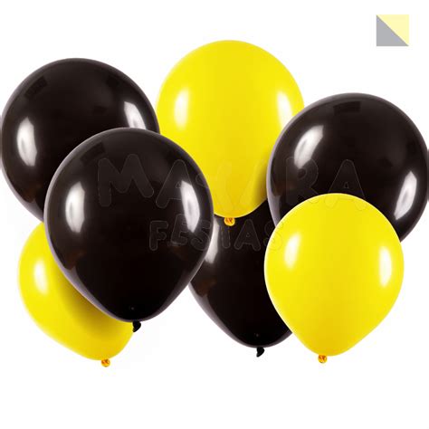 Balão Bexiga 8 Polegadas Sortido Preto E Amarelo 50 Balões Shopee