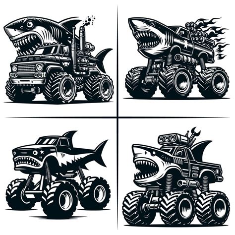 Shark Monster Truck SVG Muscle Car SVG 4x4 Off Road Vehicle Shark