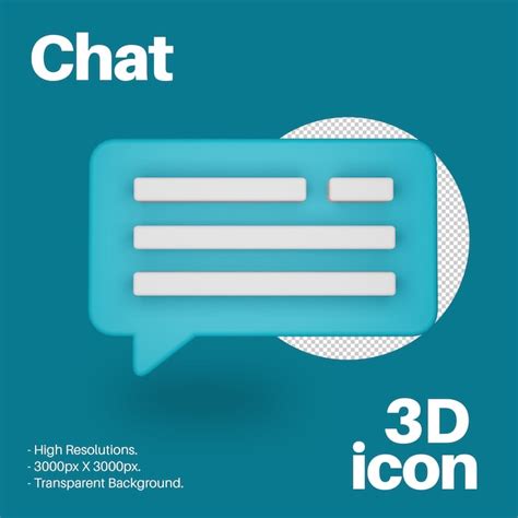 Icono de chat 3d objeto aislado con renderizado y resolución de alta