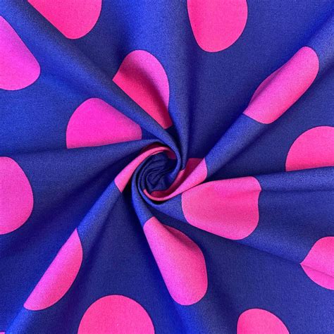 Polka Dot Extra Large Printed Fabric Royal Blue Fuchsia 100 Etsy Uk