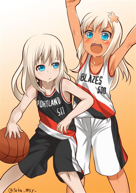 Safebooru 2girls Absurdres Basketball Uniform Blonde Hair Blue Eyes