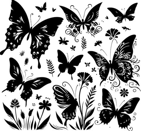 Premium Vector Flying Butterfly Silhouettes Butterflies Silhouette Set