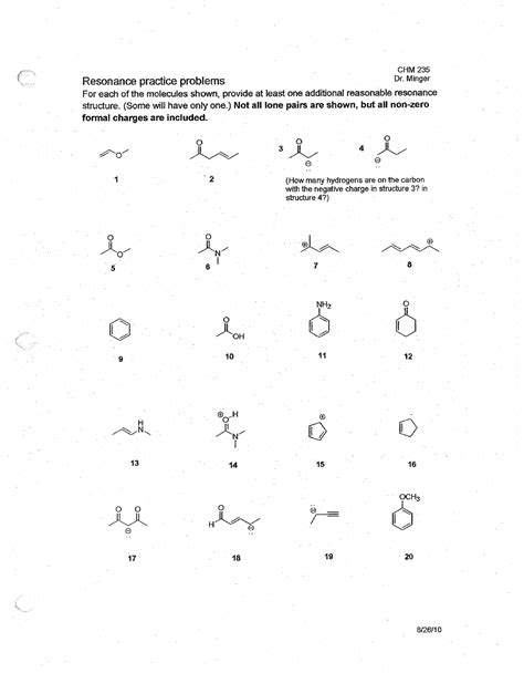 Resonance Practice Problems CHM 235 Resonance Practice Problems Dr