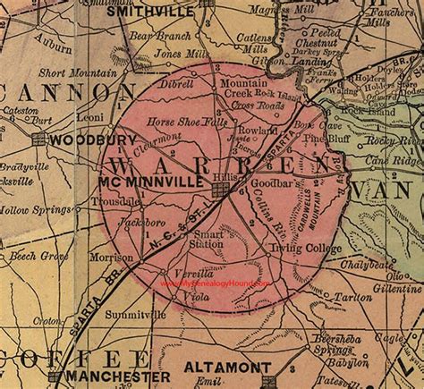 Warren County Tennessee 1888 Map Mcminnville Viola Dibrell