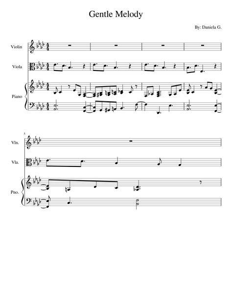 Gentle Melody Sheet Music For Piano Violin Viola Mixed Trio