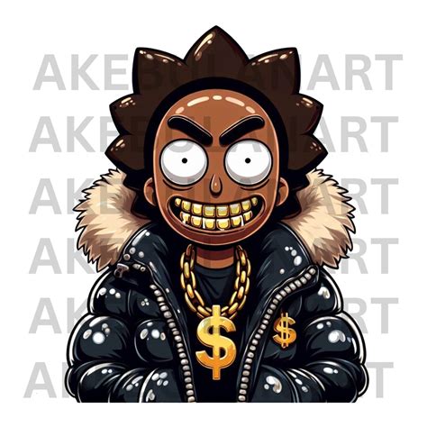 Rick And Morty Skull Broken Heart Character Dollar Signs Gangster Png