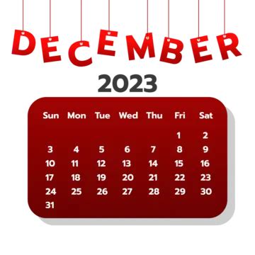 Conception Du Calendrier De Décembre 2023 Vecteur PNG Décembre 2023