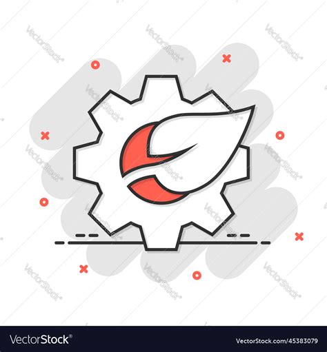 Leaf And Gear Icon In Comic Style Cog With Plant Vector Image