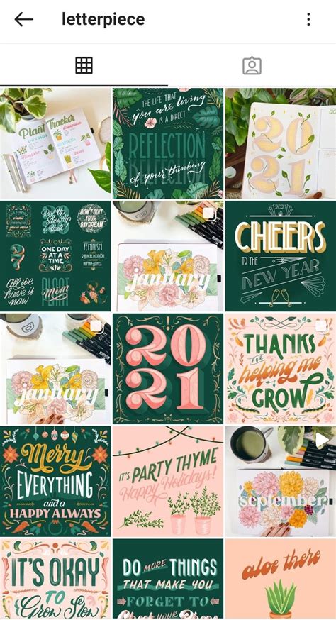 Emerald And Soft Pink Instagram Feed Digital Art Instagram Feed Layout