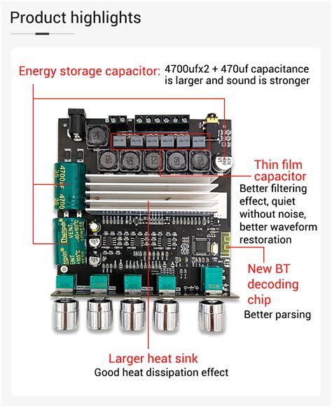 Wuzhi Audio ZK TB22 2 1 Channel Audio Power Amplifier Bluetooth Power