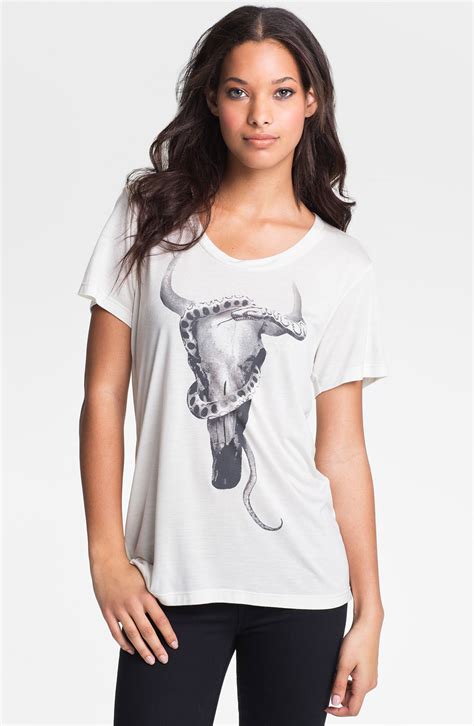 Haute Hippie Longhorn with Snake Graphic Tee in White (swan/ coal) | Lyst