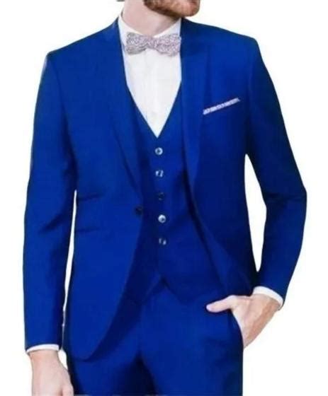 Terno Oxford Slim Completo Azul Royal Colete Social Terra Forte