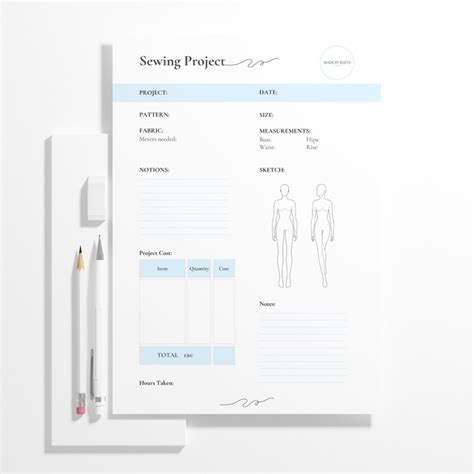 Blue Pdf Printable Planner Sewing Project Journal Planner Sewing