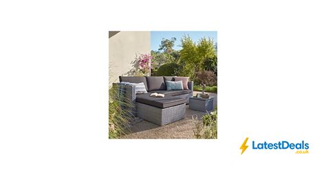 Alexandria Rattan Effect Garden Corner Sofa Set Ash Grey At