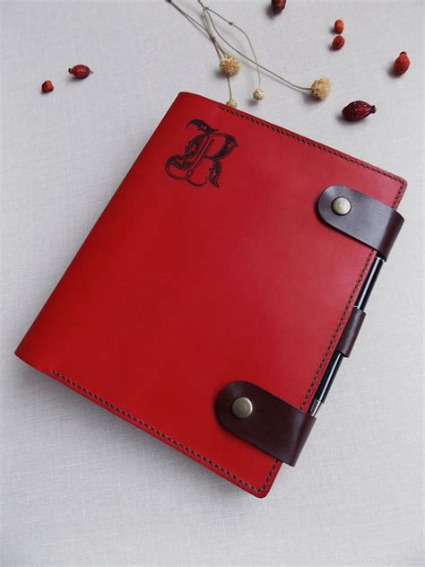 Ring Binder Personal Organizer Red Genuine Leather Etsy