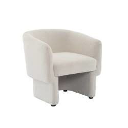 Fauteuil Bouclettes Blanches Bois Et Tissu Place Droit Fixe