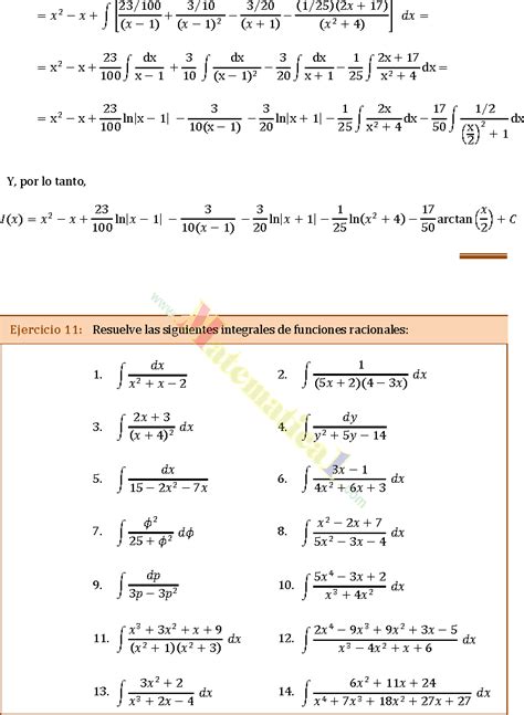 Integrales Por Fracciones Parciales Ejercicios Resueltos Pdf