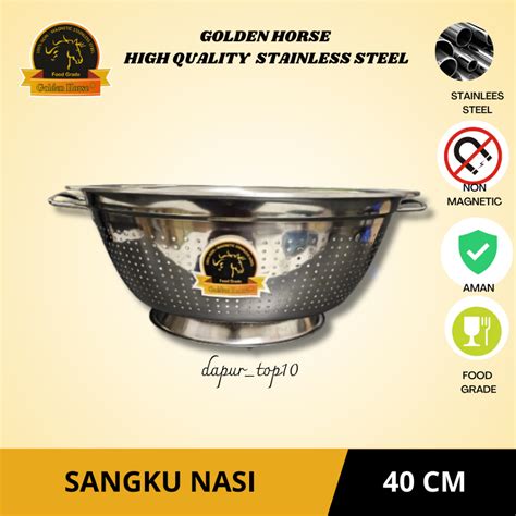 Jual Sangku Nasi Stainless 40 Cm Tempat Nasi Besar Tanpa Tutup GOLDEN