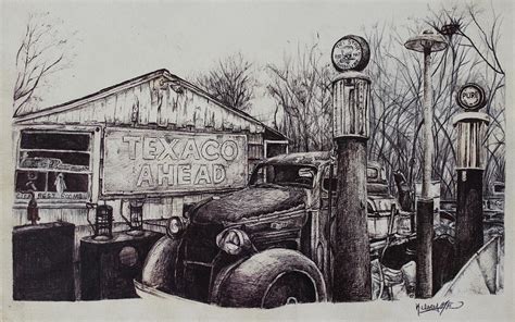 Old gas station Drawing by Kelsey Bird - Fine Art America