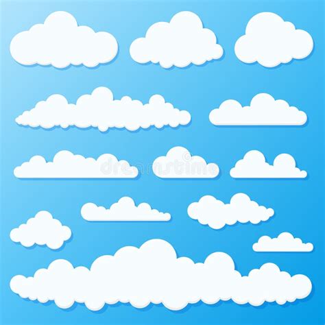 Conjunto De Nubes Cielo Azules Forma De Nube De Iconos En La Nube