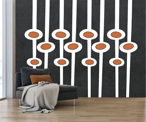 Mid Century Wall Decal, Modern Wall Pattern, Mid Mod Shapes Decals, Retro Decor, Mcm Wall Decor ...