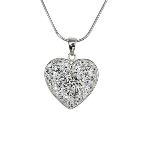 Swarovski Crystal Heart Necklace In Sterling Silver In Swarovski