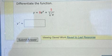 Solved Differentiate The Function Y8ex3x5