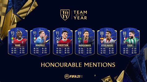 FIFA 21 TOTY Mención Honorífica es el nuevo tipo de carta especial