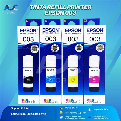 Jual Tinta Epson 003 Isi Ulang Printer L1110 L3110 L3101 L3150 L5190