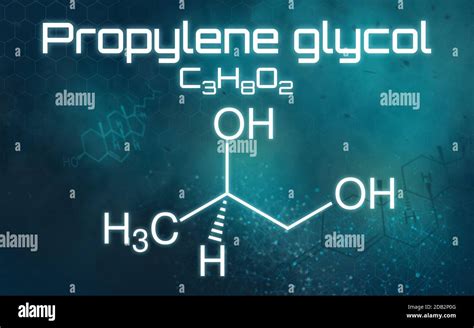 Chemical formula of Propylene glycol on a futuristic background Stock ...