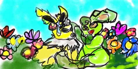 Leafeon And Jolteon Spring Lover by Sokai1 on DeviantArt