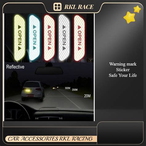 Universal Warning Mark Reflective Tape Car Door Sticker Decals Open