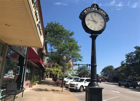 Clock Downtown Medina Ohio Americana Editorial Photography Image Of