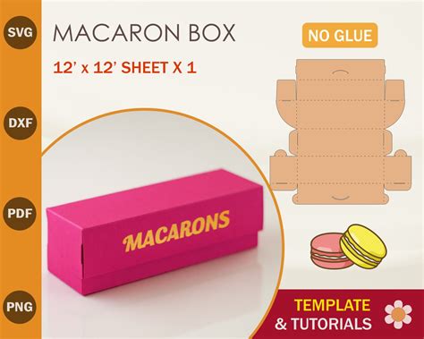 Macaron Box No Glue Template SVG DXF PDF PNG Artcrafter Net