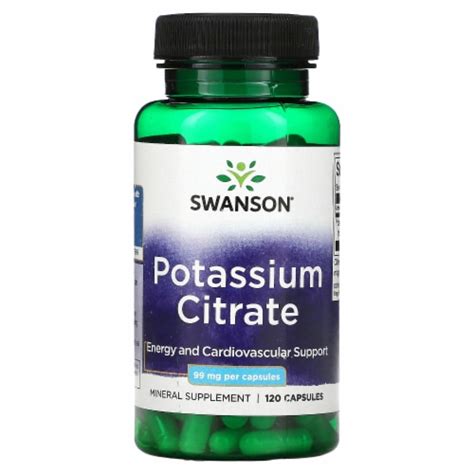 Swanson Mineral Supplements Potassium Citrate 99 Mg Capsule 120ct 99 Mg 120 Caps Smith’s Food