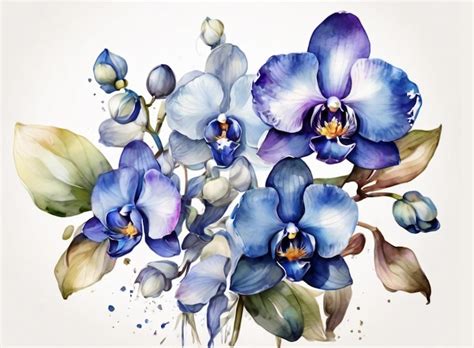 Premium Vector | Blue orchid painting on blue background