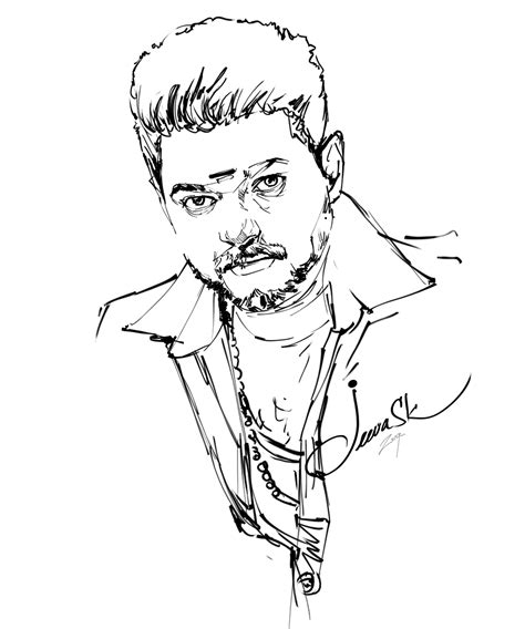 Artstation Bigil Actor Vijay In Scribbling Sketch