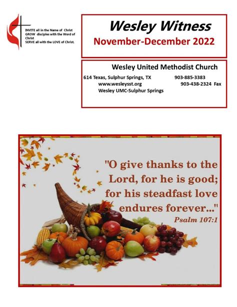 November December Newsletter 2022 Wesley United Methodist Church