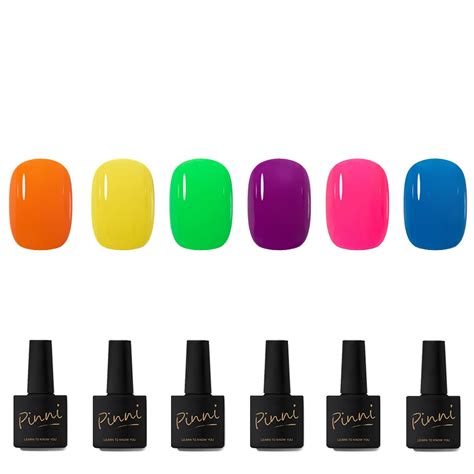 Pinni 6 Rainbow Color Gel Nail Polish Set Colorful Nail Gel Polish Kit Uv Gel Polish Gel Nail